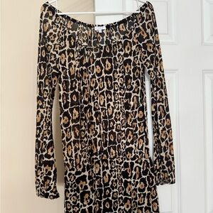 Leopard Print Long Sleeve Dress